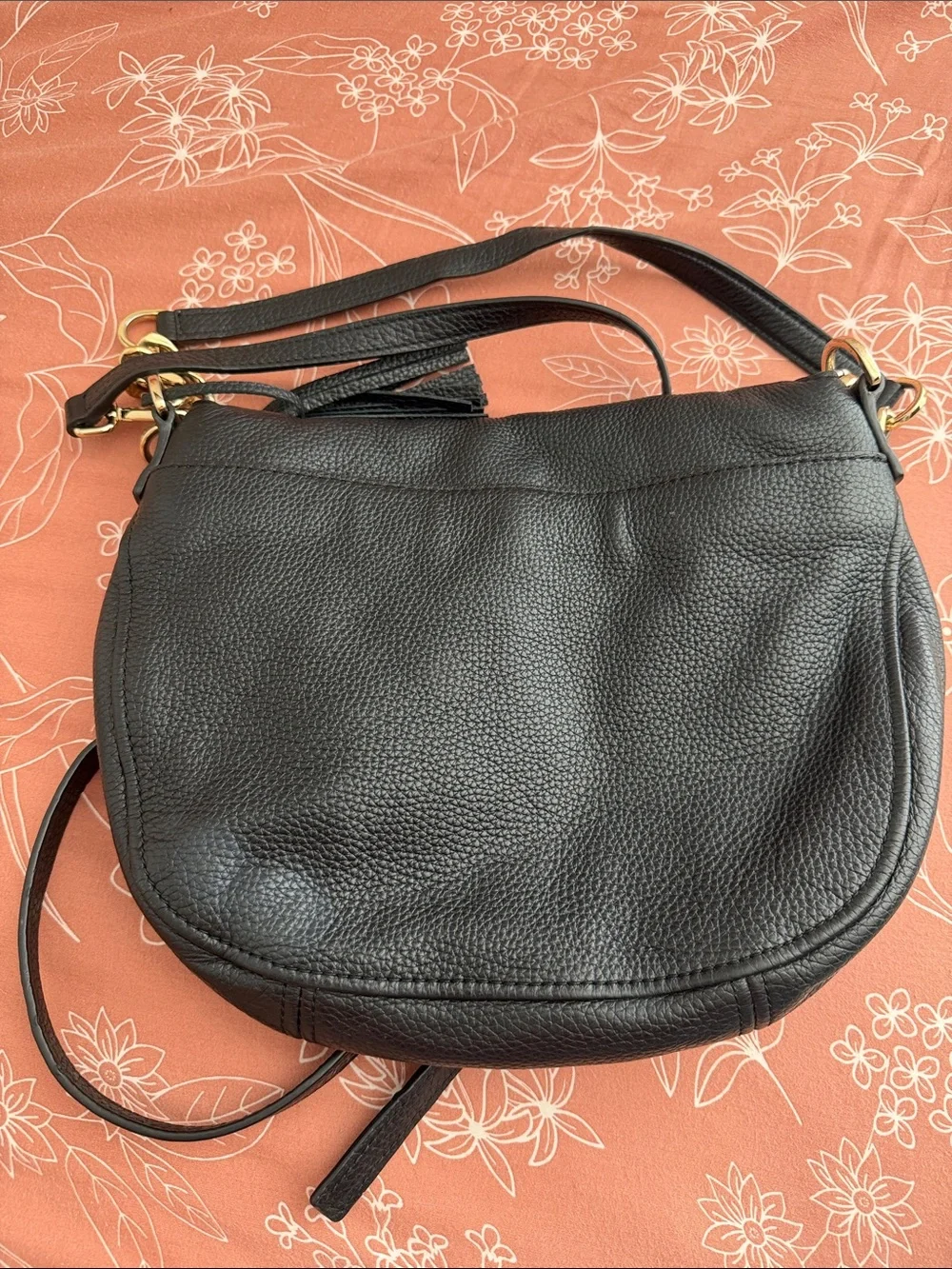 Michael Kors Black Pebbled Leather Crossbody with Gold-Tone Hardware